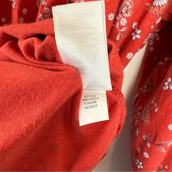 Lucky Brand Peasant Top Square Neck Long Sleeve Orange Floral XL - Picture 7 of 7